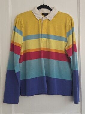 Circa 2017 J.Crew Rainbow Stripe Rugby Shirt XL – 100% Cotton